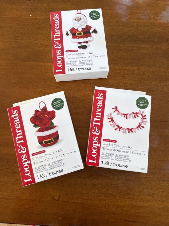 Loops & Threads Other - Loops & Threads Christmas Crochet Ornament Kit - Santa Poinsettia & Garland